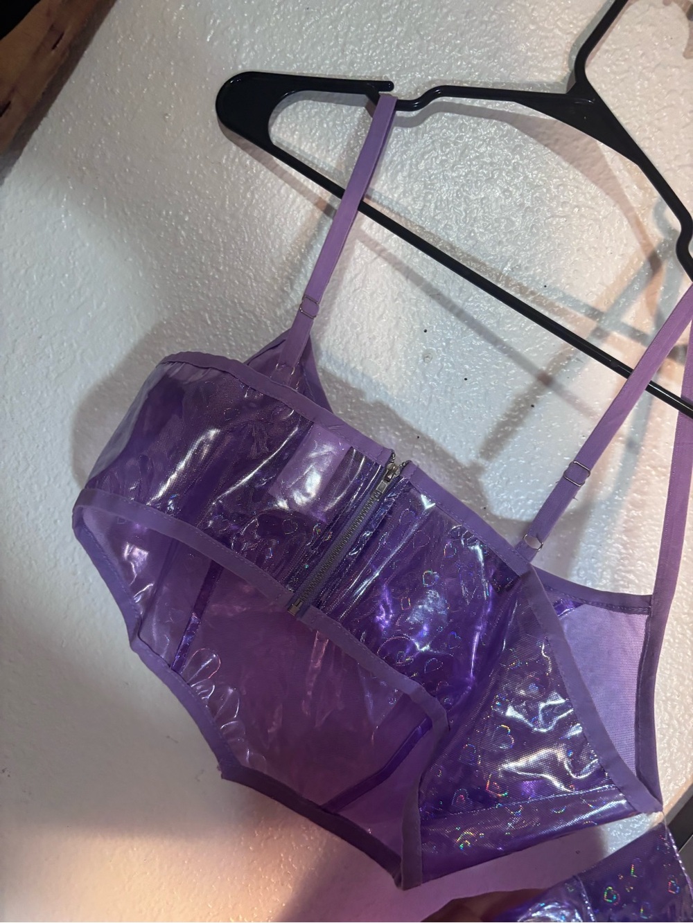 Purple Holographic Two-Piece Rave Set - Picture 5 of 6